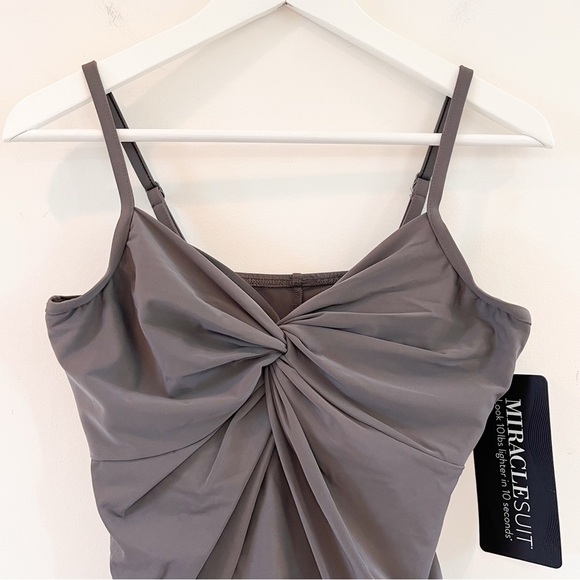 NWT Miraclesuit Love Knot Grey One Piece Swimsuit Size 12 - Picture 11 of 14